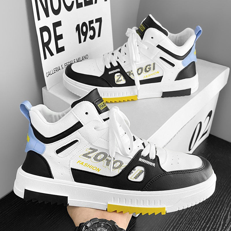 Shoes for men, trendy shoes for high school students, casual board shoes for men, versatile shoes for men, mid top sports, white shoes