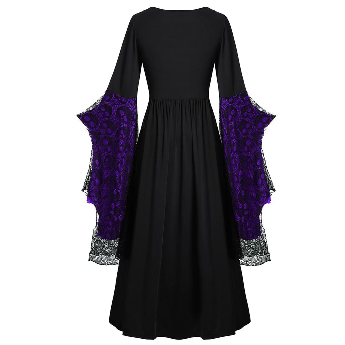 Womens Gothic Dress plus Size Flare Sleeve Dress Skull Lace Print Steampunk Dresses Cocktail Dresses Flowy Goth Corset Dress Maxi Wedding Guest Dresses Holi