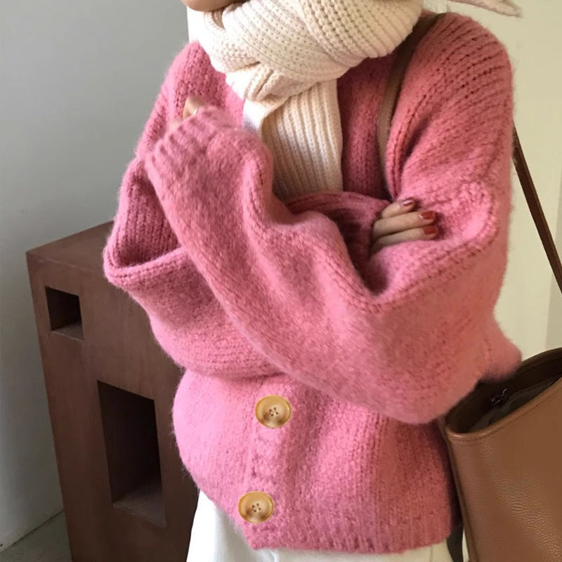 Fall New Yellow Cardigan Sweater for Women Loose Outerwear Japanese-inspired Knit Jacket for Women