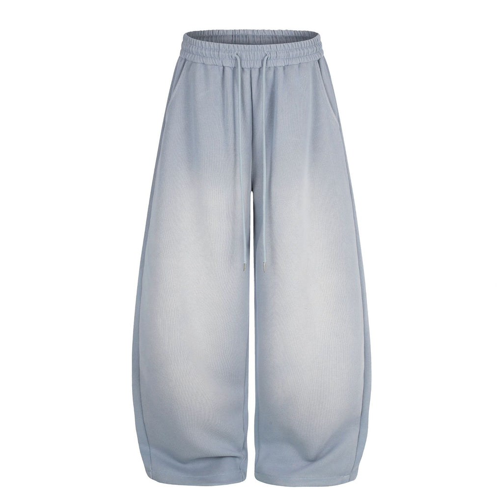 Heart Applique Curved Wide Leg Drawstring Elastic Waist Loose Draped Casual Pants
