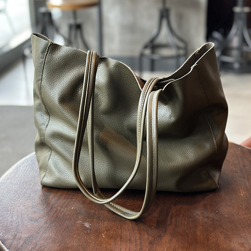 Genuine Leather Large Tote Bags for Women, Full Grain Leather Shoulder Bags for Work