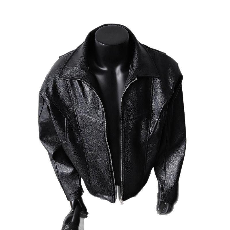 PU leather black leather jacket for men and women