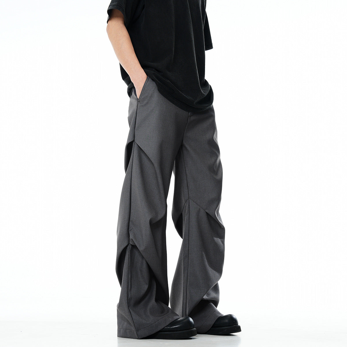 Gray Dress Pants for Men and Women with Pleats Simple Clean Fit