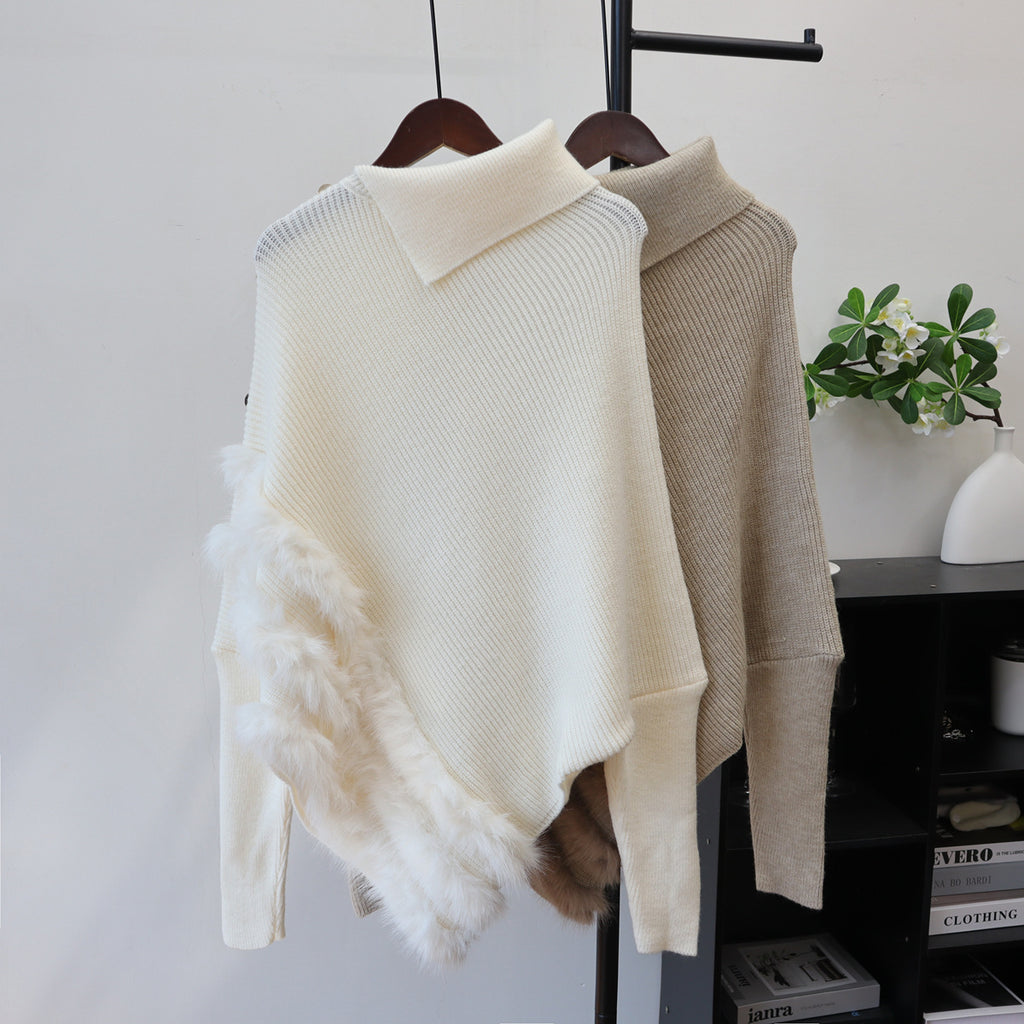 Irregular turtleneck sweater