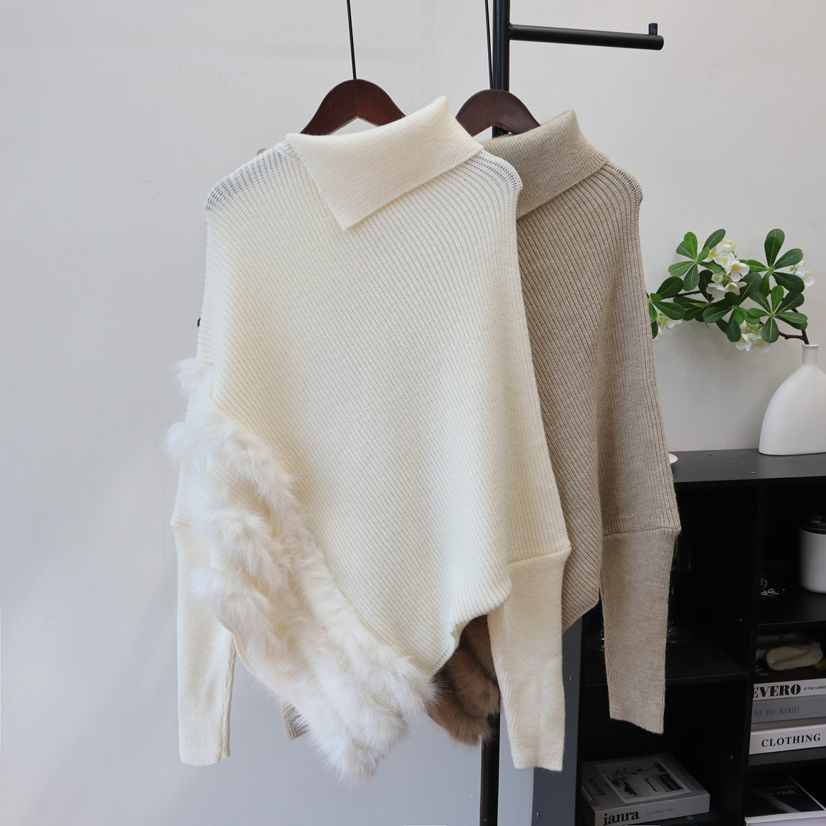 Irregular turtleneck sweater