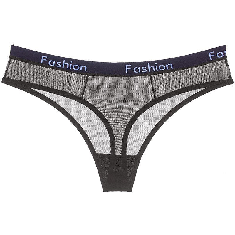 Sporty Style Sexy Transparent Underwear Women Crotch Cotton Briefs Soft Hollow Out Panties String Thong Sex Lingerie