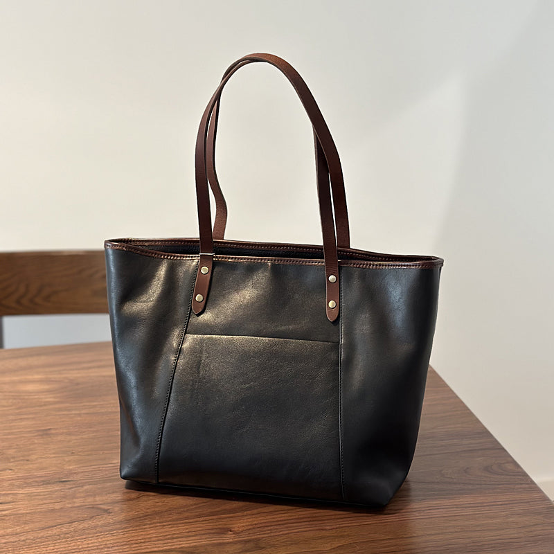 Large Capacity Leather Tote Bag, Leather Travel Tote Bag for Women, Full Grain Leather Shoulder Bag for Work
