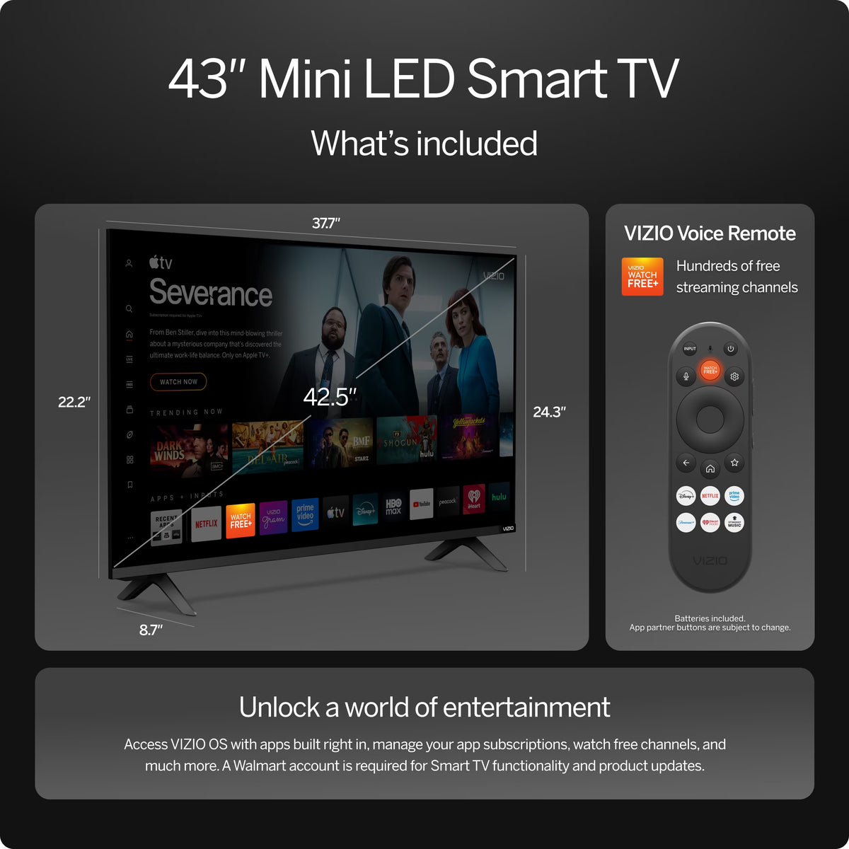 43 in Mini LED Quantum 4K QLED HDR Smart TV, 2026 Model, VQM43C-10