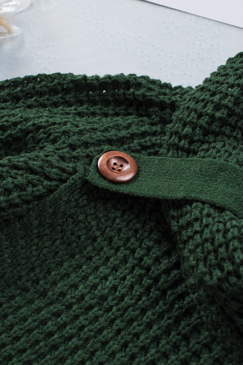 Khaki Buttoned Wrap Turtleneck Sweater
