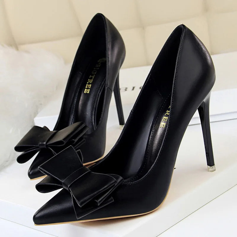 BIGTREE Shoes Bow-Knot Pumps Women High Heels 2026 Fashion Women Heels Lady Stiletto Shoes Wedding Shoes Classic Pumps Footwear