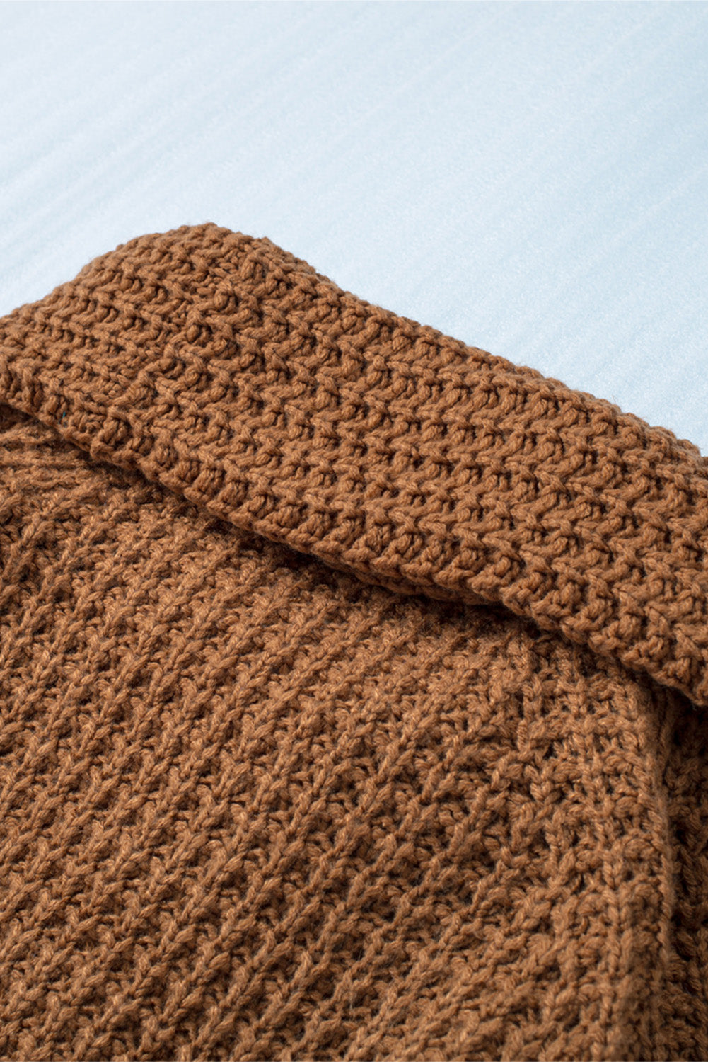 Khaki Buttoned Wrap Turtleneck Sweater