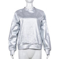 Silver T-Shirt Women Fall Fashion Matching Solid Female Clothing Basic Crew Neck Tops Street Punk