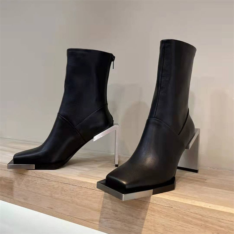 “Concrete Crown”  Runway Ankle Boots