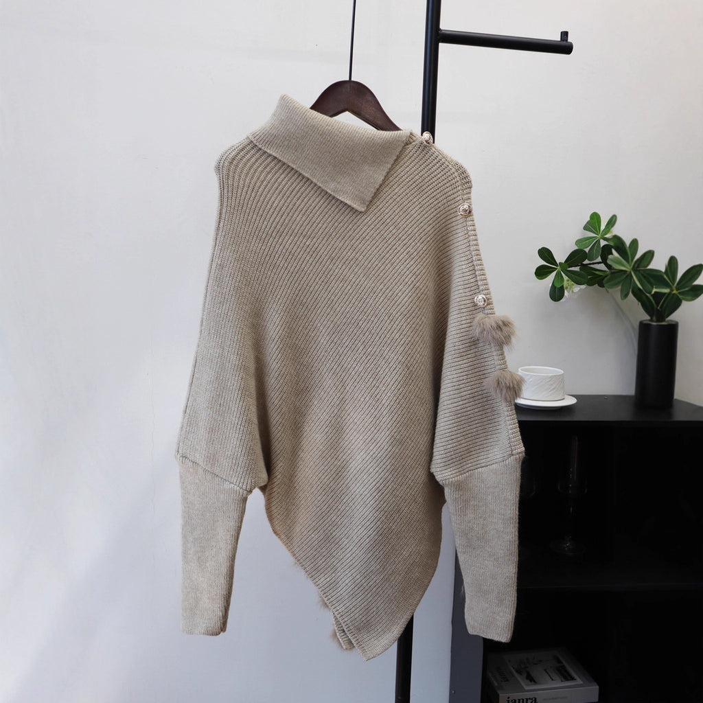 Irregular turtleneck sweater