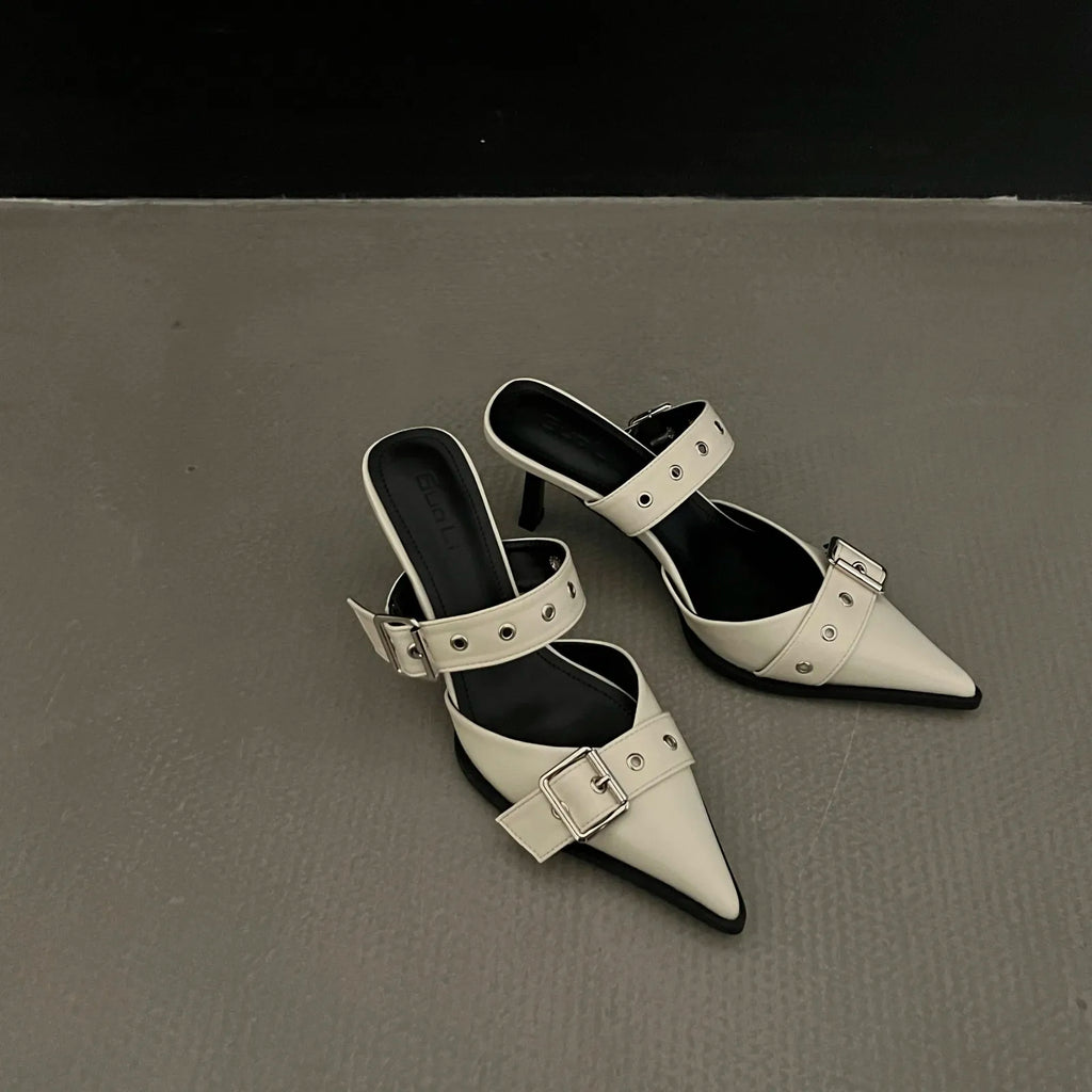 Summer New Women Heels Slippers High Heels Replica Pumps Lady Luxury Designer Middle Low Heels Party Slip on Sandals