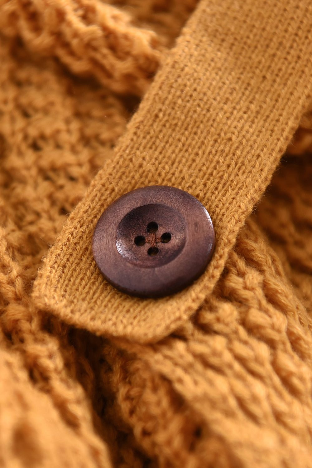 Khaki Buttoned Wrap Turtleneck Sweater