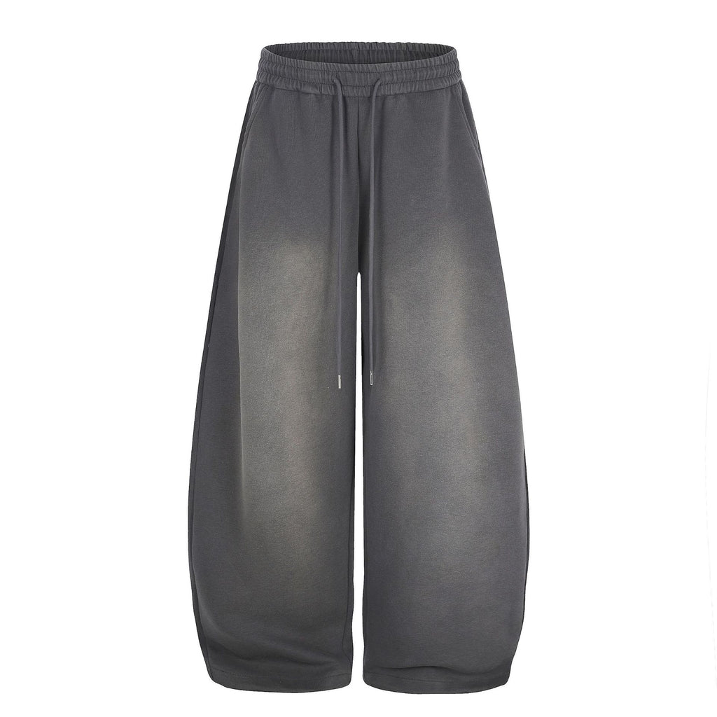 Heart Applique Curved Wide Leg Drawstring Elastic Waist Loose Draped Casual Pants