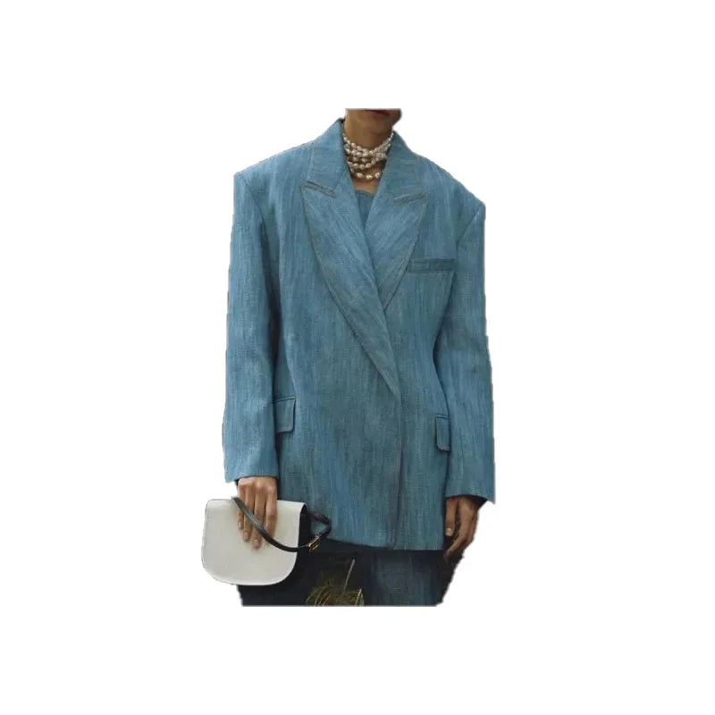 Fall Female Clothing Korean Slim Waisted Denim Blazer Jacket Loose Jacket New In External Clothes Free Shipping Offers