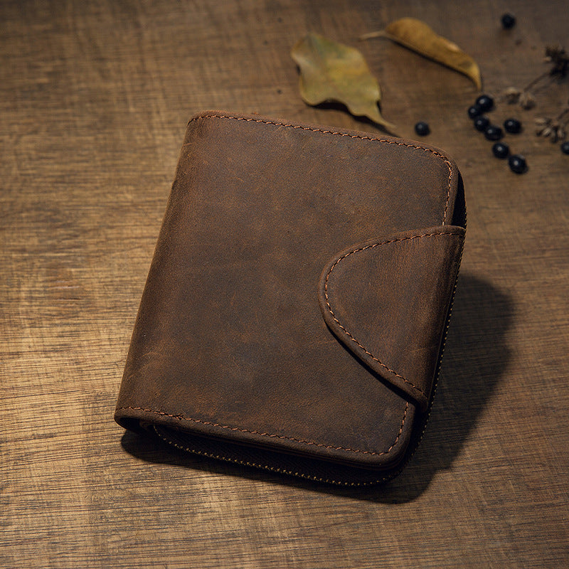 Artisan Leather Trifold Wallet, Leather Wallet with Coin Pocket, Full Grain Leather Wallet for Men
