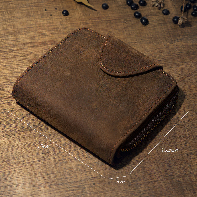 Artisan Leather Trifold Wallet, Leather Wallet with Coin Pocket, Full Grain Leather Wallet for Men