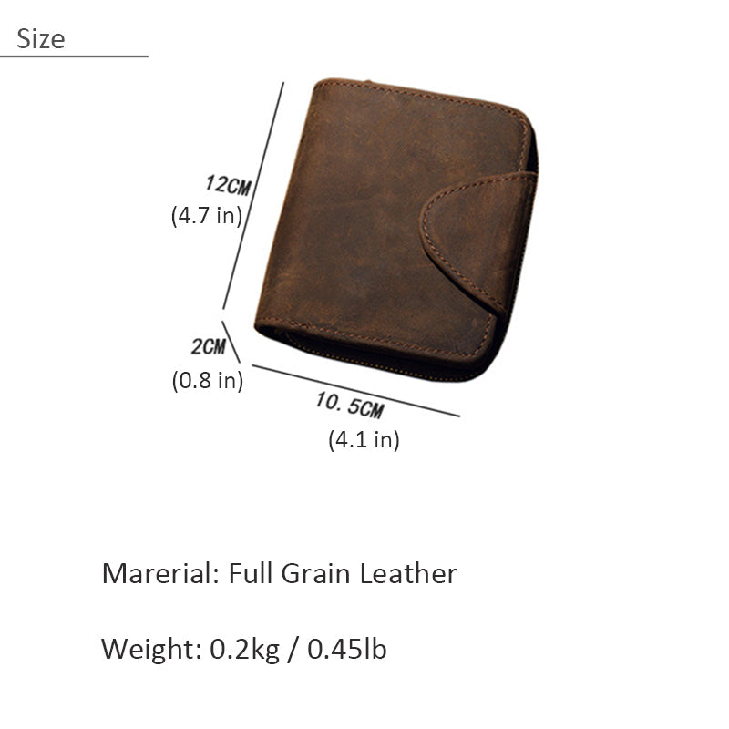 Artisan Leather Trifold Wallet, Leather Wallet with Coin Pocket, Full Grain Leather Wallet for Men