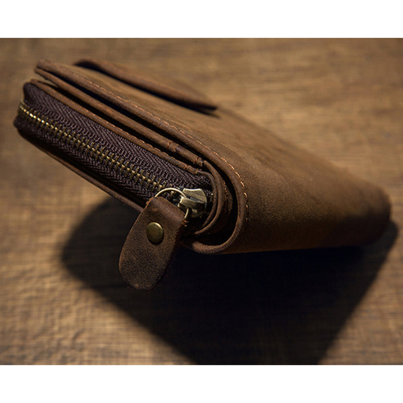 Artisan Leather Trifold Wallet, Leather Wallet with Coin Pocket, Full Grain Leather Wallet for Men