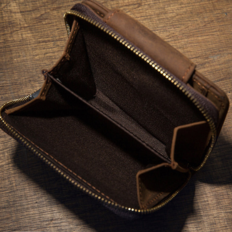 Artisan Leather Trifold Wallet, Leather Wallet with Coin Pocket, Full Grain Leather Wallet for Men