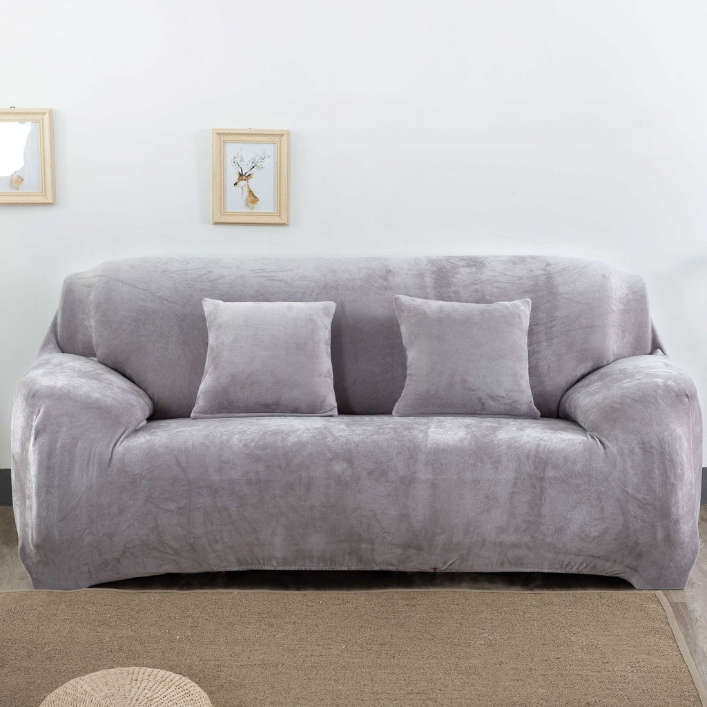 Elastic sofa cover plush all inclusive thickened and fully covered three person fabric sofa cover solid color