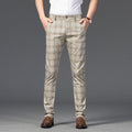 Black Beige Summer Plaid Pants Men Korea Style Regular Fit Office Suit Pants Formal Dress Trousers For Men Wendding