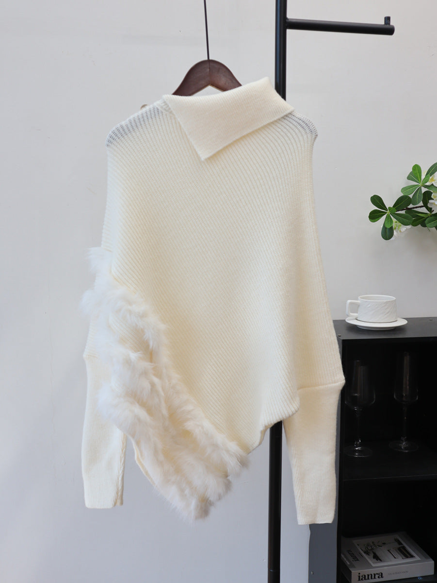Irregular turtleneck sweater