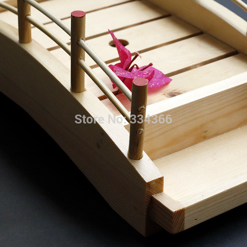 Japanese Wooden Sushi Bridge Seafood Container Wooden Dishes Fresh Seafood of Sushi shop-in Sushi Tools