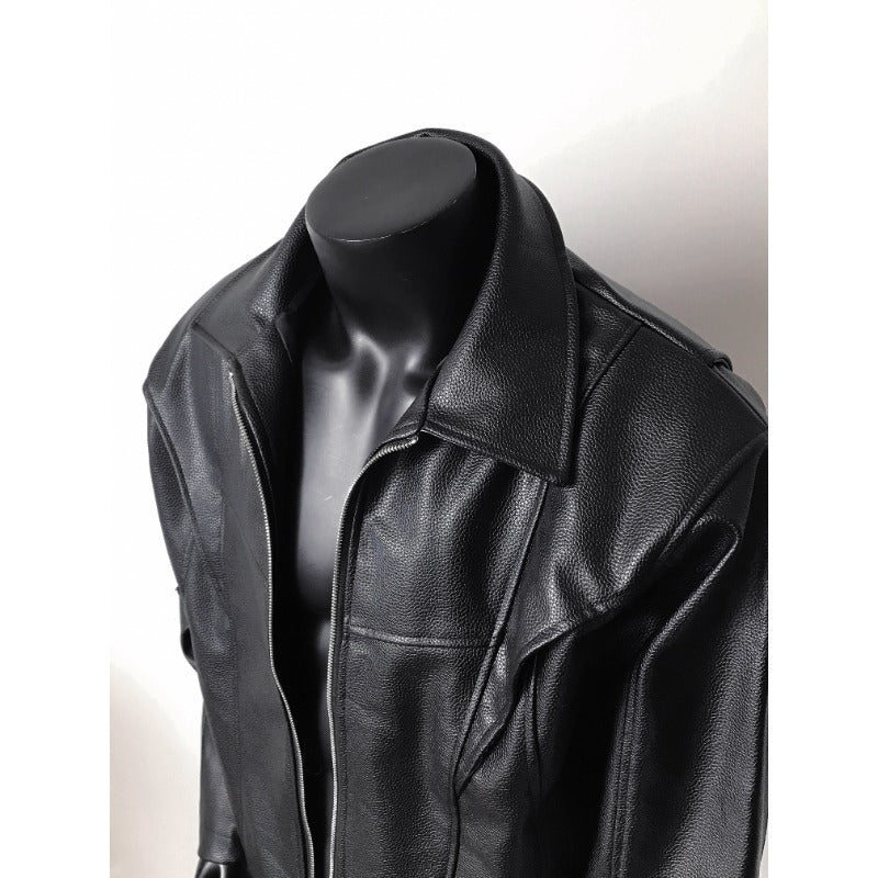 PU leather black leather jacket for men and women