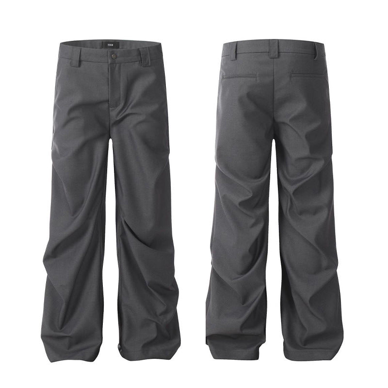 Gray Dress Pants for Men and Women with Pleats Simple Clean Fit
