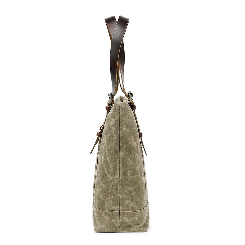 Canvas Cotton Tote Bag Water Resistant Shoulder Bag Crossbody Handbag Large Capacity Tote For Office School College