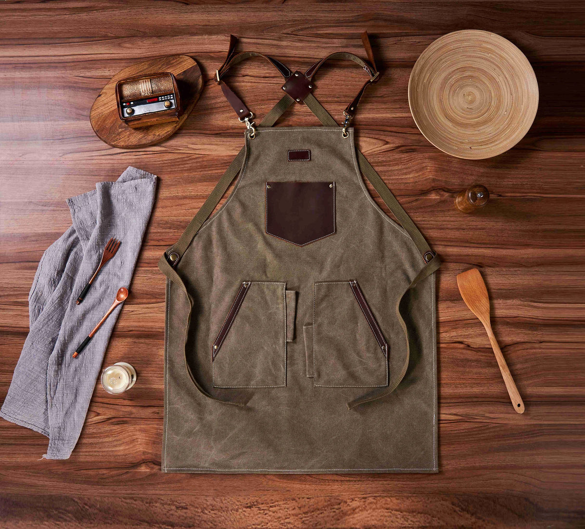Custom Canvas Apron for Men and Women, Apron for Cooking, Woodworking, Barbeque, Gifts for Men, Gift for Him