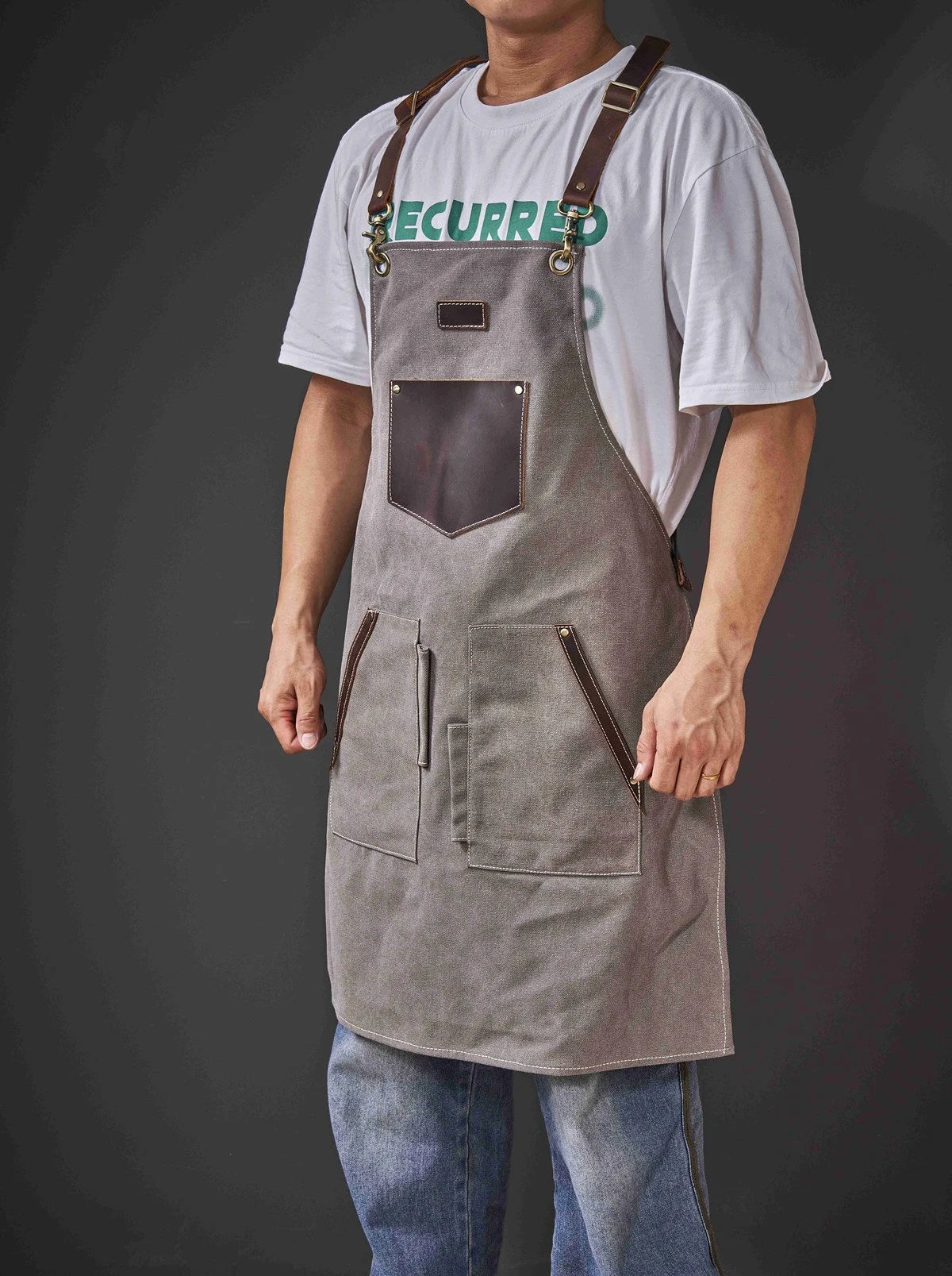 Custom Canvas Apron for Men and Women, Apron for Cooking, Woodworking, Barbeque, Gifts for Men, Gift for Him