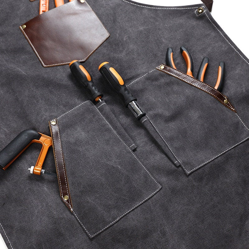 Custom Canvas Apron for Men and Women, Apron for Cooking, Woodworking, Barbeque, Gifts for Men, Gift for Him
