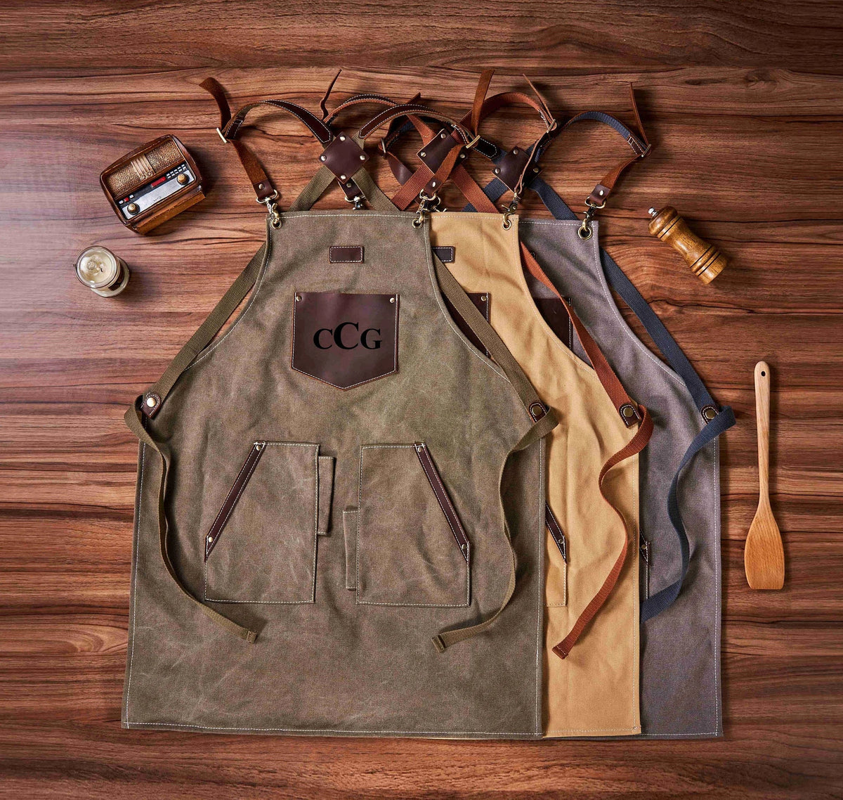 Custom Canvas Apron for Men and Women, Apron for Cooking, Woodworking, Barbeque, Gifts for Men, Gift for Him