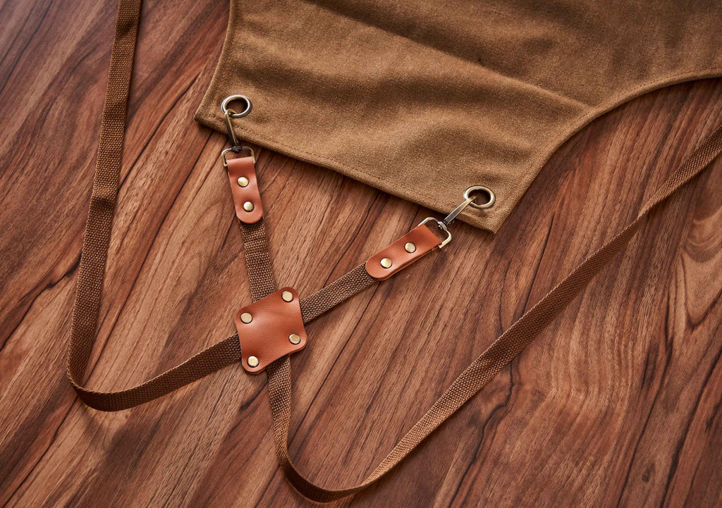 Custom Canvas Apron with Pockets, Personalized Embroidered BBQ, Kitchen, Barista and Workshop Apron