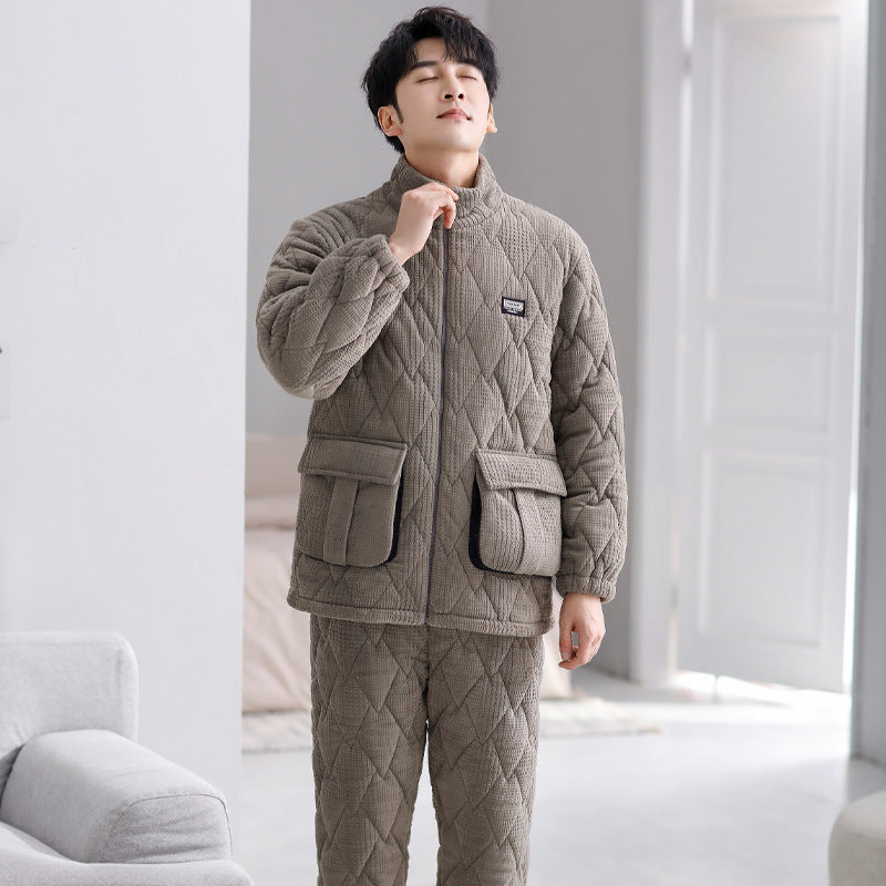 Thick outer collar home clothes, pajamas for men