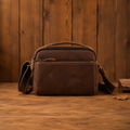 Crazy Horse Leather Crossbody Bag for Men, Premium Casual Commuter Shoulder Bag, Multifunctional Horizontal Men's Bag