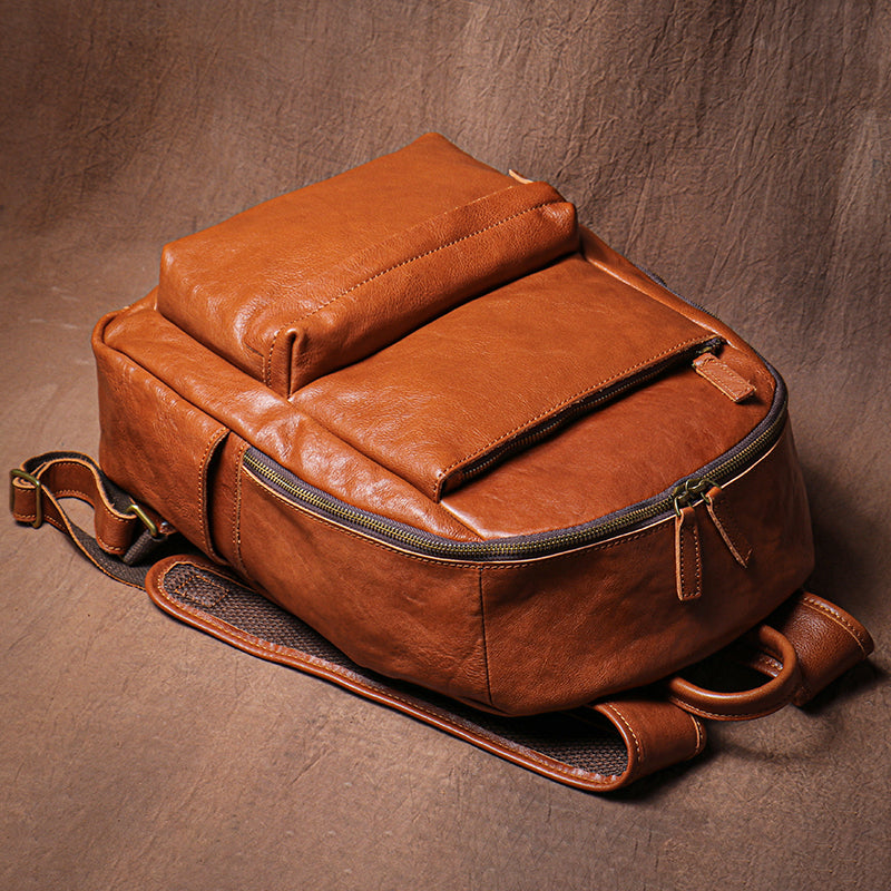 Designer Laptop Backpack for Men Full Grain Leather Backpack for Work