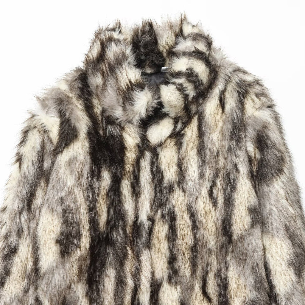 Fur effect coat jacket