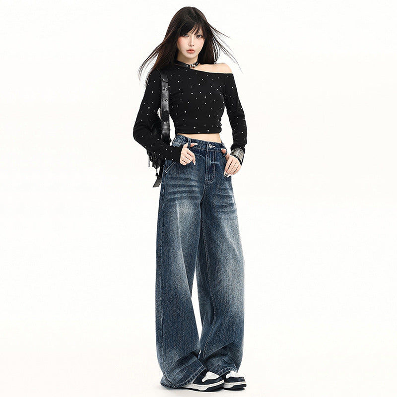 High-Fall Straight Leg Wide-Leg Casual Pants for Women Summer Fashion Loose Fit Style