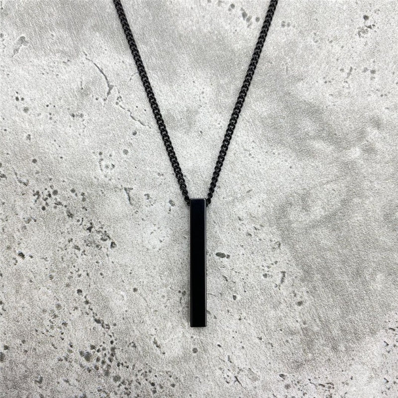 Classic Rectangle Pendant Necklace men Stainless Steel Black color Cuban Chain Necklace For Men Jewelry Gift