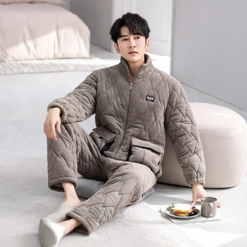 Thick outer collar home clothes, pajamas for men