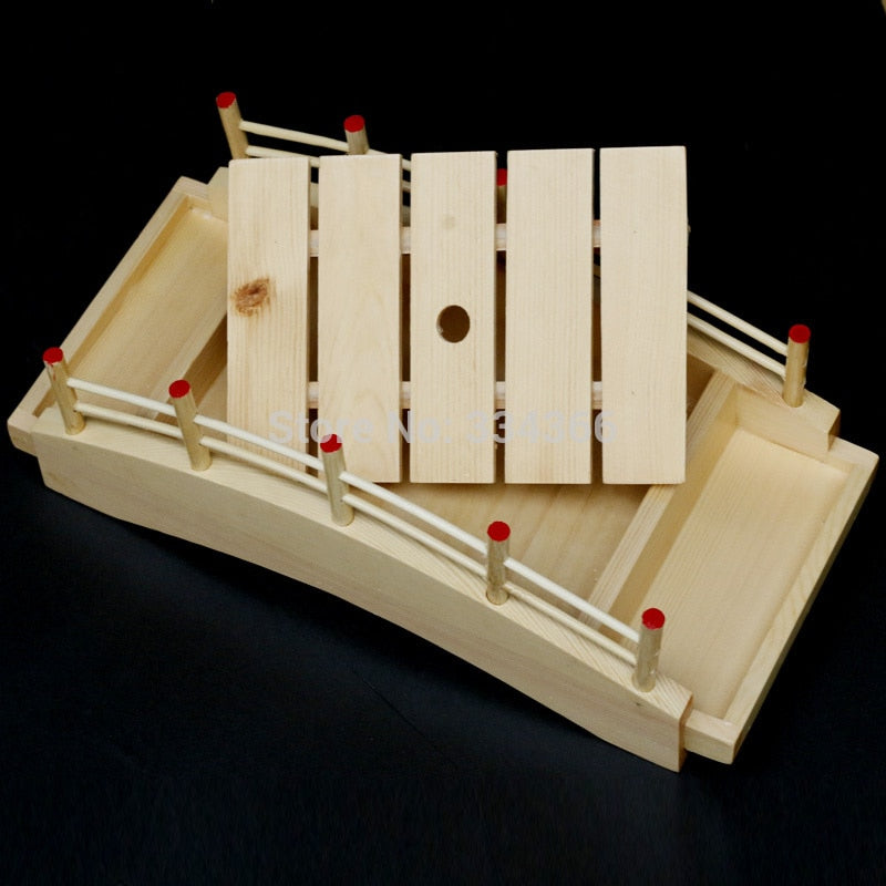 Japanese Wooden Sushi Bridge Seafood Container Wooden Dishes Fresh Seafood of Sushi shop-in Sushi Tools