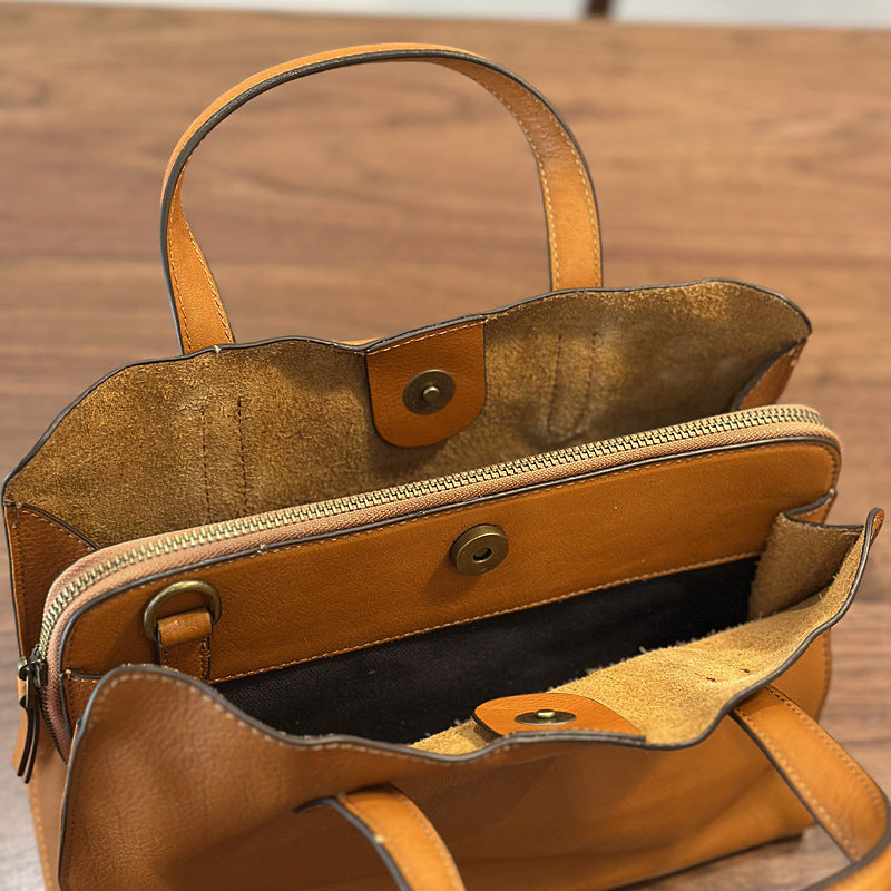 Full Grain Leather Tote Bag Casual Leather Shoulder Bag Stylish Women Leather Handbag Gift for Her