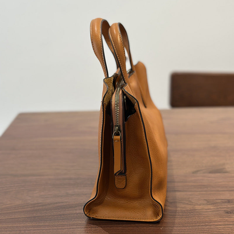 Full Grain Leather Tote Bag Casual Leather Shoulder Bag Stylish Women Leather Handbag Gift for Her