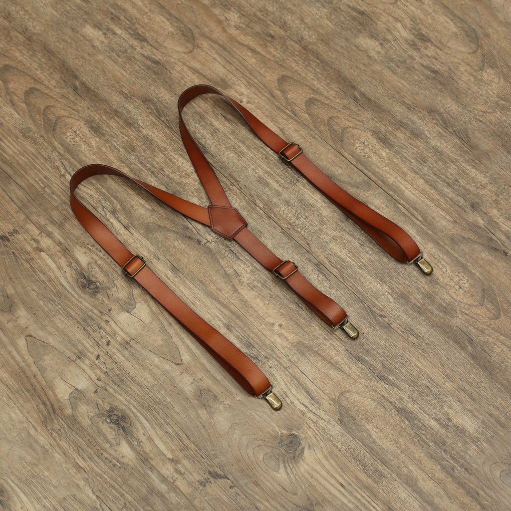 Genuine Leather Suspenders, Men Brown Suspenders, Customized Wedding Suspenders Mens Suspenders Groomsmen Suspenders Rustic Suspenders